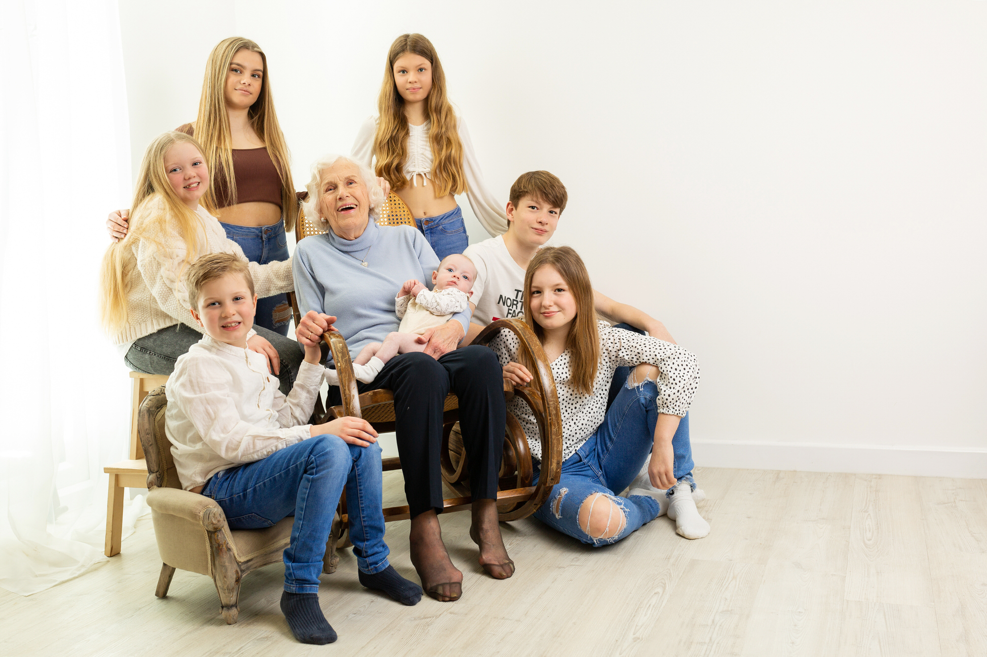 nanny with her 7 grandchildren at our studio in sompting west sussex